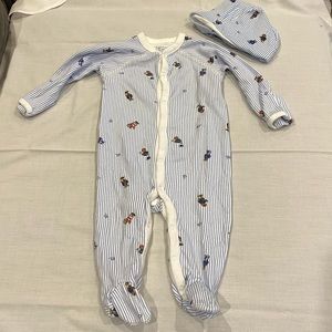 Ralph Lauren footie pajamas and hat 6 months